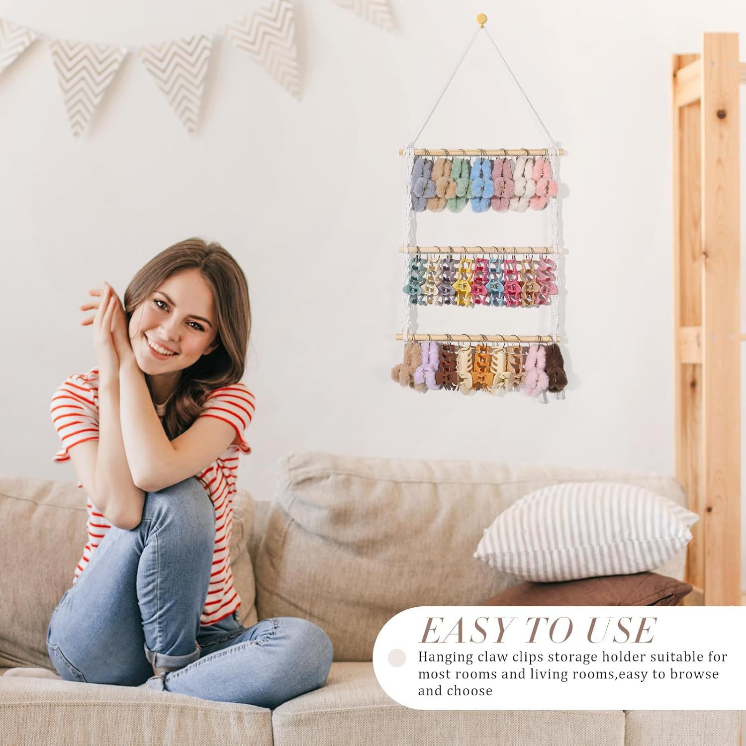 Macrame Wall Hanging Boho Head - Baby Clothing Hangers review and price